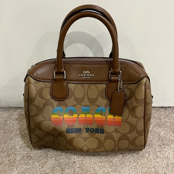 Coach Mini Bennett Satchel in Signature Canvas with Rainbow Animation - Picture 2 of 14
